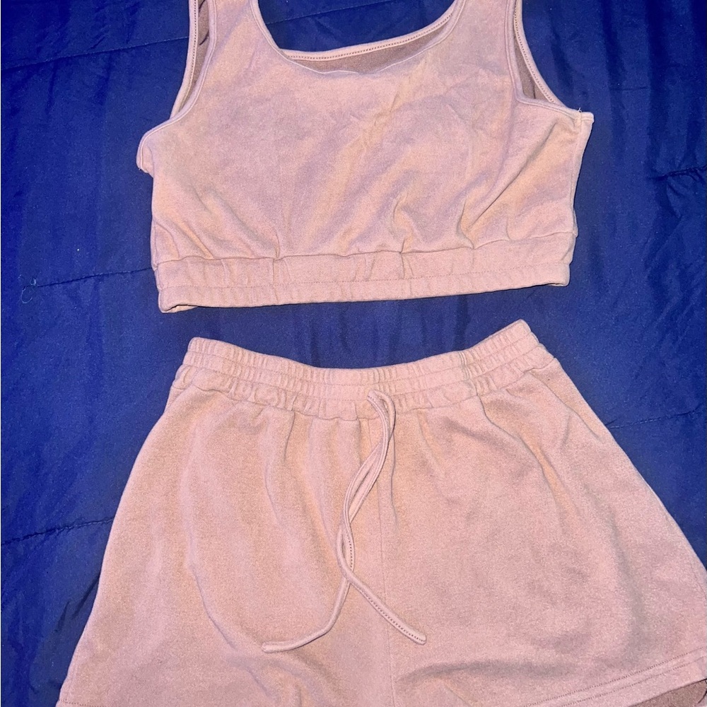 Blush Cropped Tank and Shorts Set